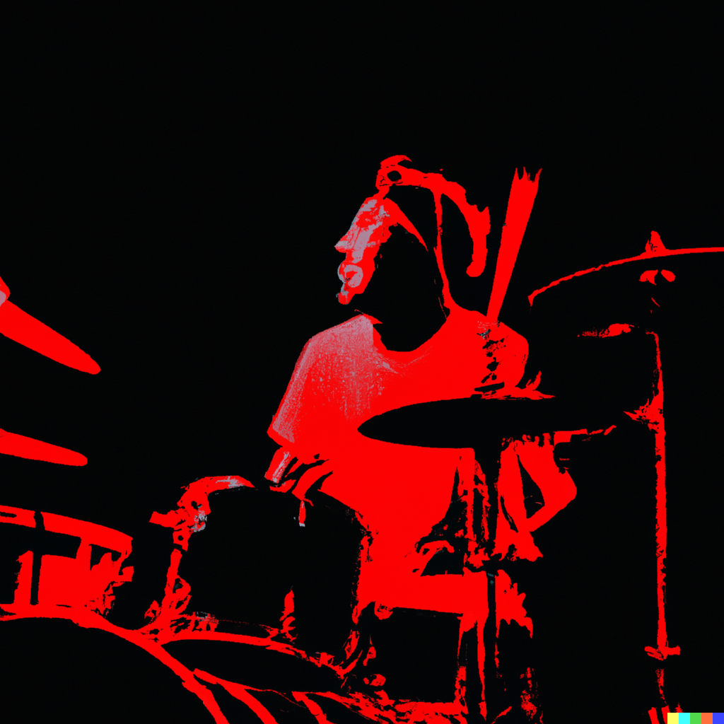 bright-red-outline-on-black-background-of-rock-star-drummer